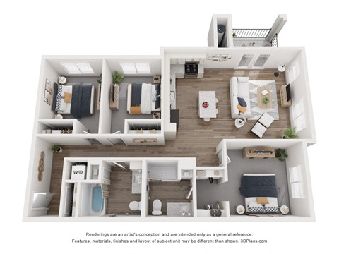 3 Bedroom C1 ADA Floor Plan at Copa Flats, Arizona, 85138
